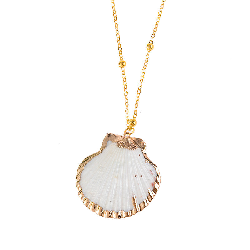 Wholesale Gold Rimmed Ocean Style Conch and Seashell Necklaces